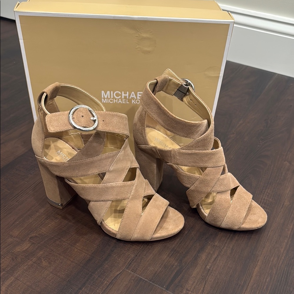 Michael Kors Valerie nude  Strappy Block Heel Sandals